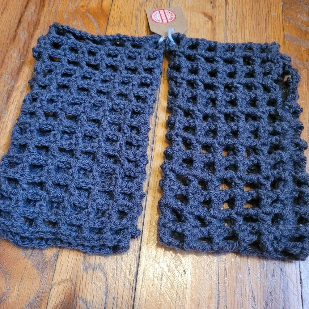 Handmade One of a Kind Gray Crochet Fingerless Gloves Hand Warmers  One Size